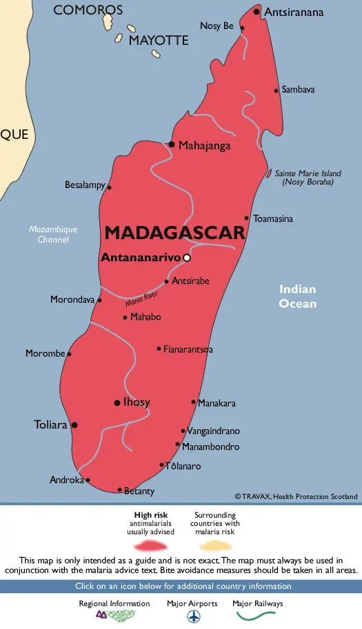 Madagaskar mapa ryzyka malarii