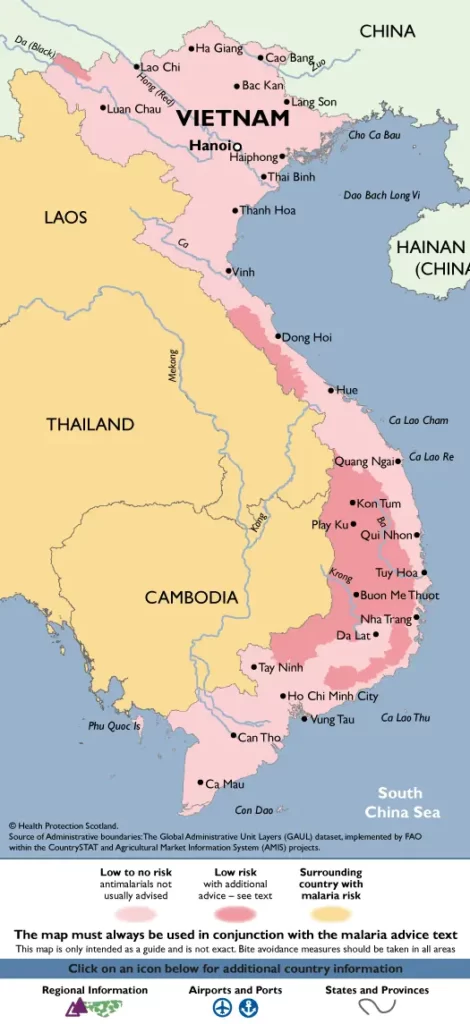 Wietnam mapa ryzyka malarii